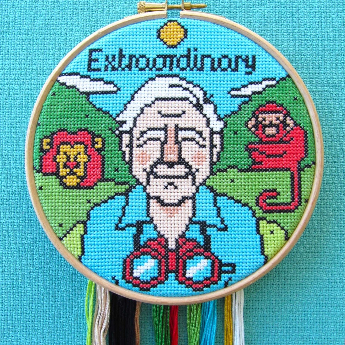 David Attenborough Cross Stitch Pattern Only.-Geeky Little Monkey