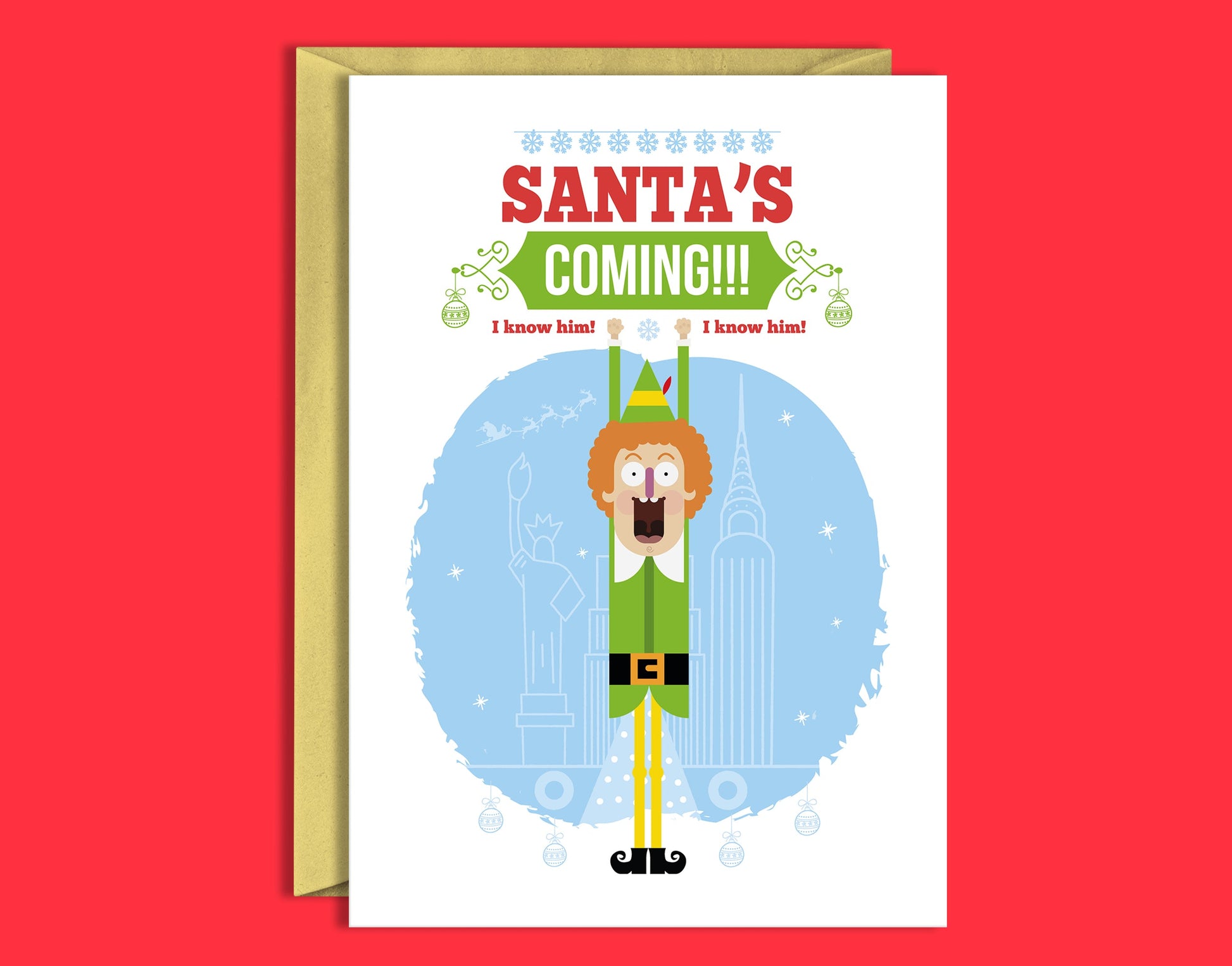 Santa's Coming!! Buddy the Elf Christmas card-Geeky Little Monkey