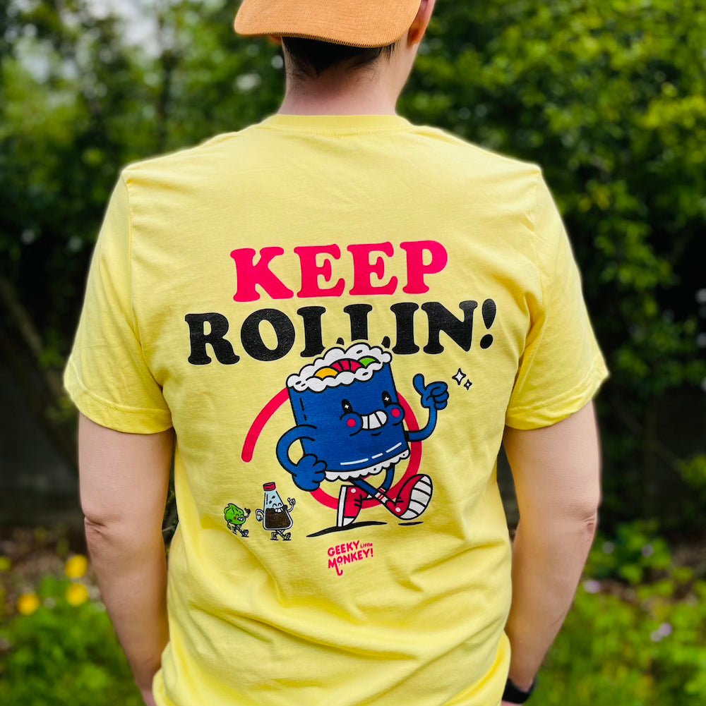 Sushi t-shirt Keep Rollin!-Geeky Little Monkey